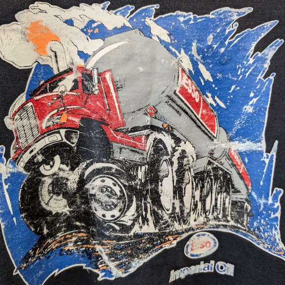Esso Imperial Oil Gas Tanker Vintage Distressed Crewneck Sweater, X-Large - Picture 3 of 5